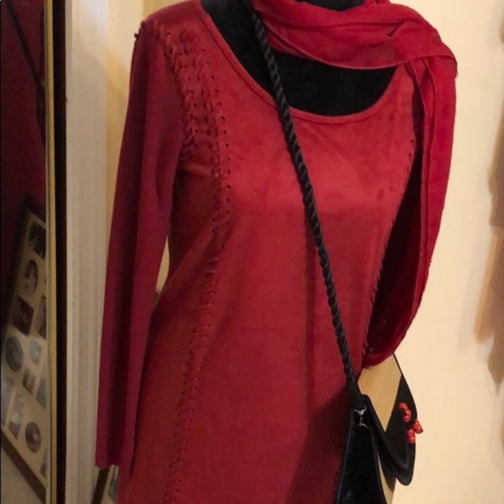 Feaux “ suede” and Knit dress.